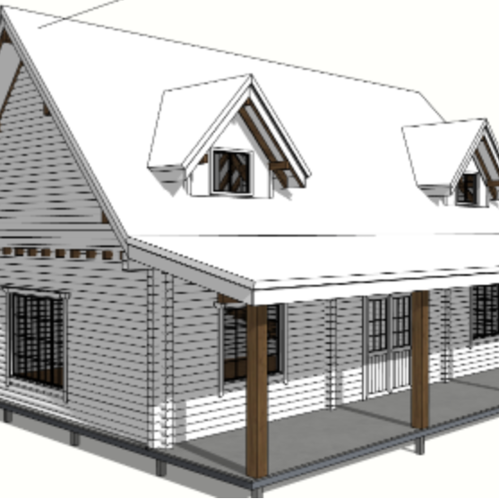 KiTerra Panelized Kit Americana Ranch House in architectural blueprint drawing