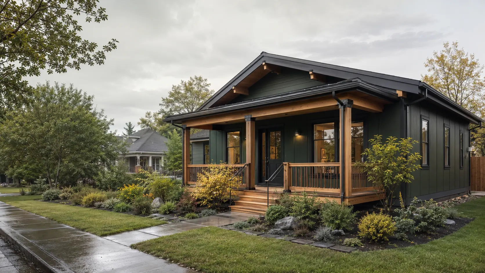 A modern panelized bungalow in a Seattle neighborhood